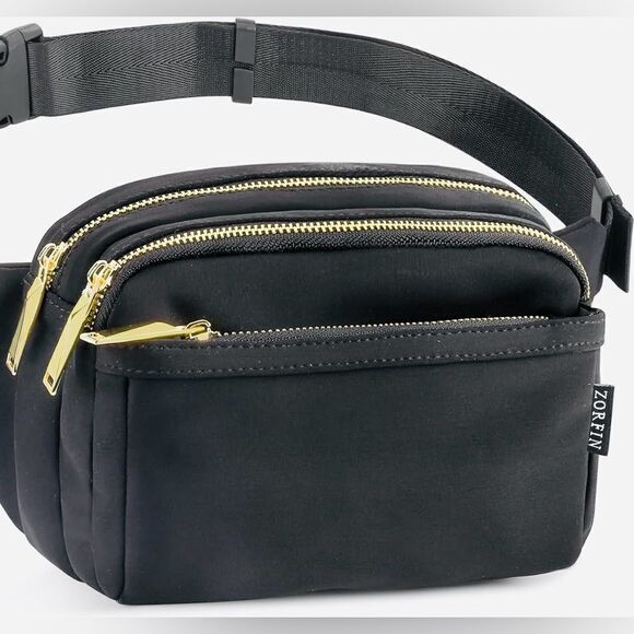 Zorfin Fanny Pack Crossbody Pack Black Nylon - Picture 1 of 12